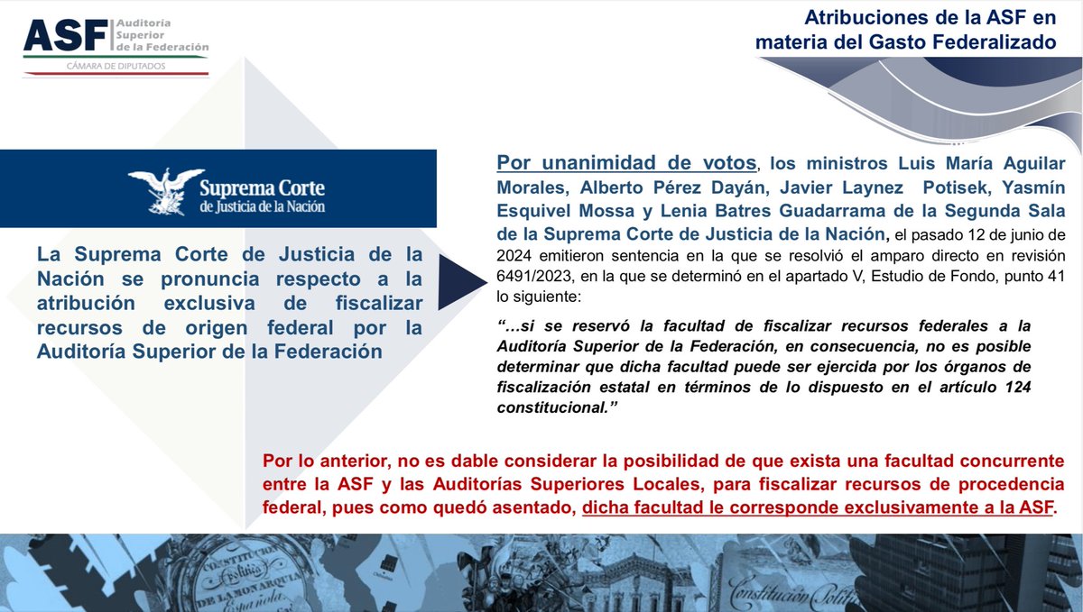 🇲🇽Emilio Barriga 🇲🇽 (@barrigae) on Twitter photo Sentencia por unanimidad de la <a href="/SCJN/">Suprema Corte</a>: La <a href="/ASF_Mexico/">Auditoría Superior</a> es la única autoridad facultada para fiscalizar recursos federales. 👉🏻👉🏻👉🏻 www2.scjn.gob.mx/ConsultaTemati… Sentencia por unanimidad de la <a href="/SCJN/">Suprema Corte</a>: La <a href="/ASF_Mexico/">Auditoría Superior</a> es la única autoridad facultada para fiscalizar recursos federales. 👉🏻👉🏻👉🏻 www2.scjn.gob.mx/ConsultaTemati…