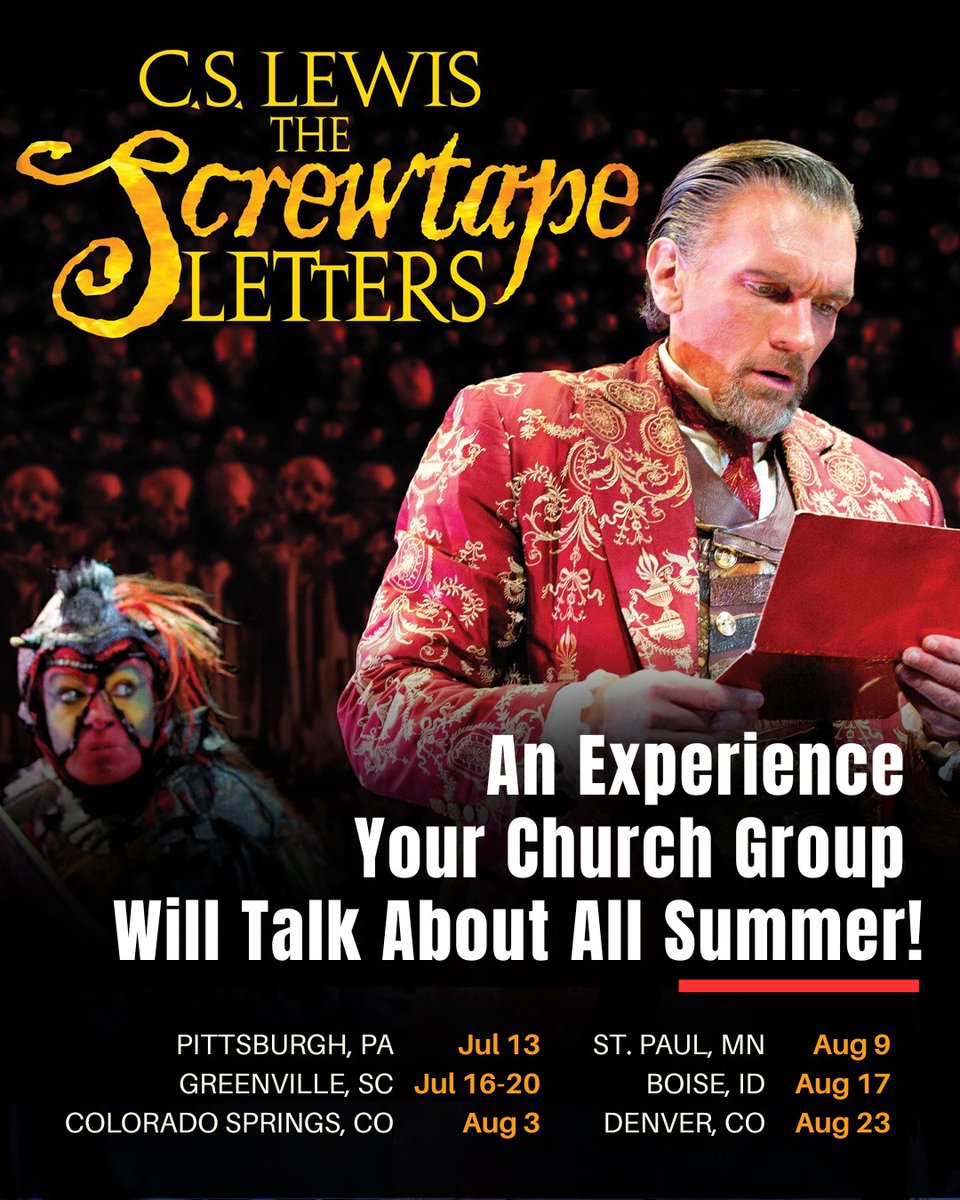 Bring your small group, Bible study or friends — groups of 10+ save big on tickets to THE SCREWTAPE LETTERS! For more info go to: bit.ly/49IW0ei