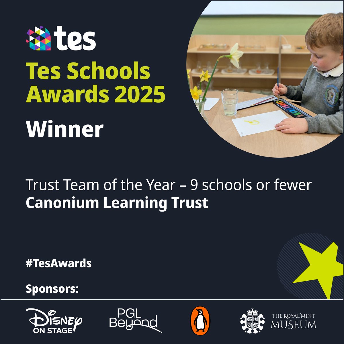 And now, a round of applause to Canonium Learning Trust for winning Trust Team of the Year - 9 schools or fewer! 🙌 #TesAwards