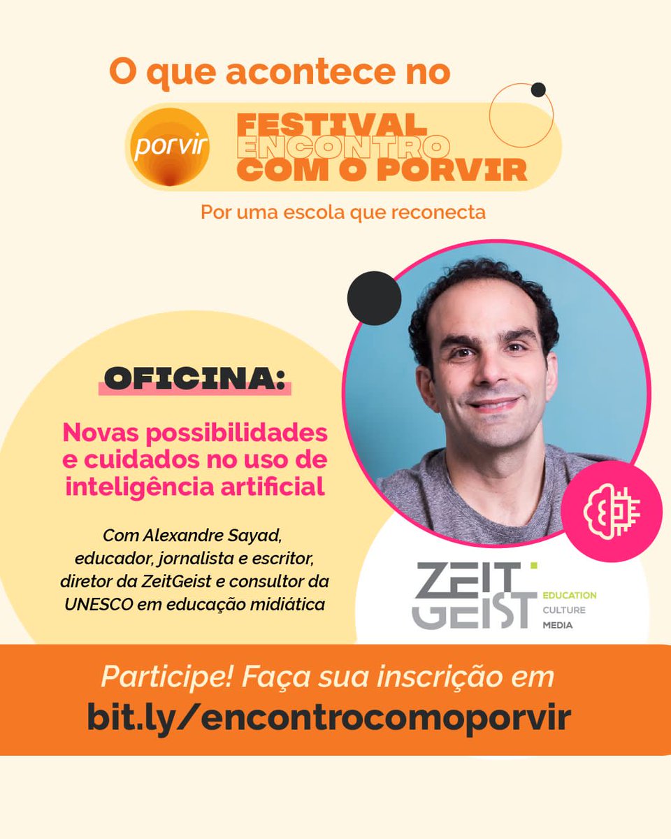 Amanhã, sábado, participo do Encontro com o <a href="/porvir/">Porvir</a>! Farei uma palestra / workshop com princípios do uso intencional da inteligência artificial na educaçâo.

#inteligenciaartificial 
#educacao