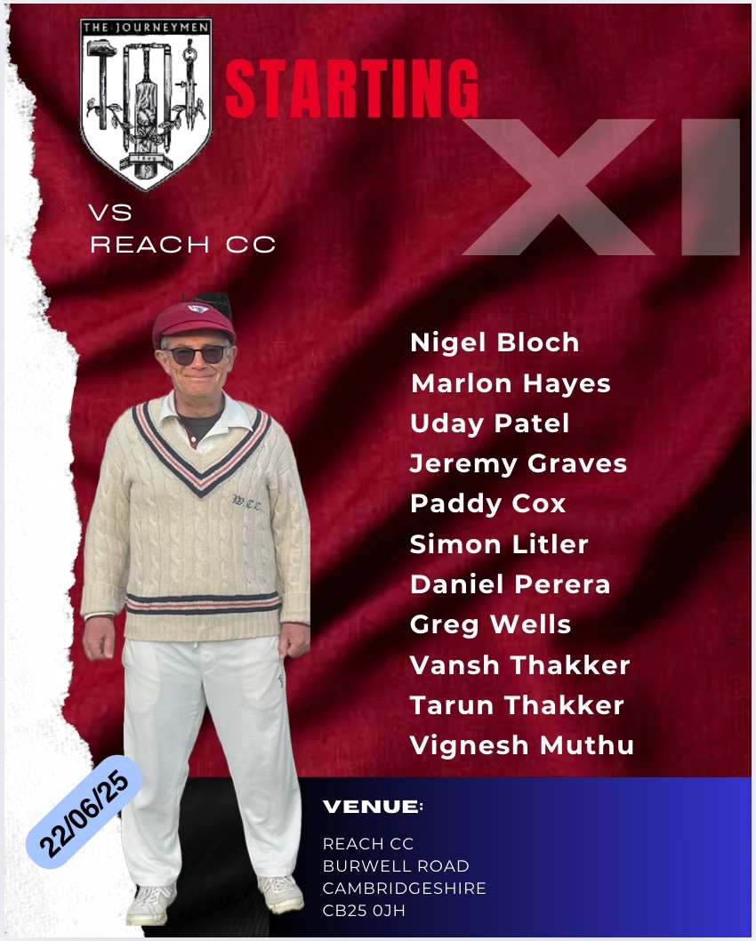 The Journeymen Cricket Club (@thejourneymencc) on Twitter photo Team for game against <a href="/ReachCC/">Reach Cricket Club</a> on 22nd Jun. Weather likely to be an absolute scorcher. #journeymencc #sundaycricket #socialcricket #englishcricket Team for game against <a href="/ReachCC/">Reach Cricket Club</a> on 22nd Jun. Weather likely to be an absolute scorcher. #journeymencc #sundaycricket #socialcricket #englishcricket