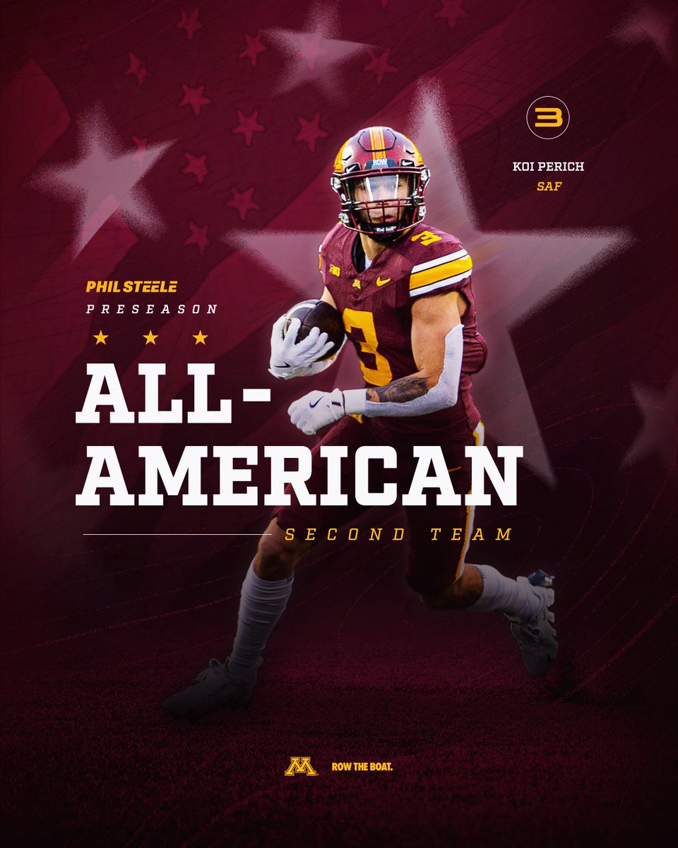 All Eyes on Koi 👀 

The rising sophomore was tabbed as a Preseason All-American by <a href="/philsteele042/">Phil Steele</a> 

#RTB #SkiUMah #Gophers