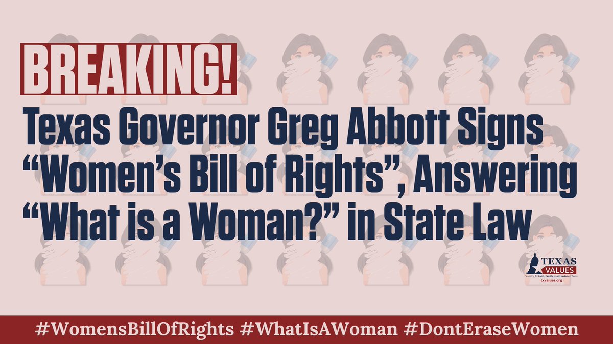 Texas Values (text txvalues to 797979 for update) (@txvalues) on Twitter photo “Promises made. Promises kept. Governor <a href="/GregAbbott_TX/">Greg Abbott</a> mentioned in his State of the State address that he would work to protect the truth that there are only two sexes: male and female. I am excited that when this law goes into effect on September 1, that it will be clear that “Promises made. Promises kept. Governor <a href="/GregAbbott_TX/">Greg Abbott</a> mentioned in his State of the State address that he would work to protect the truth that there are only two sexes: male and female. I am excited that when this law goes into effect on September 1, that it will be clear that