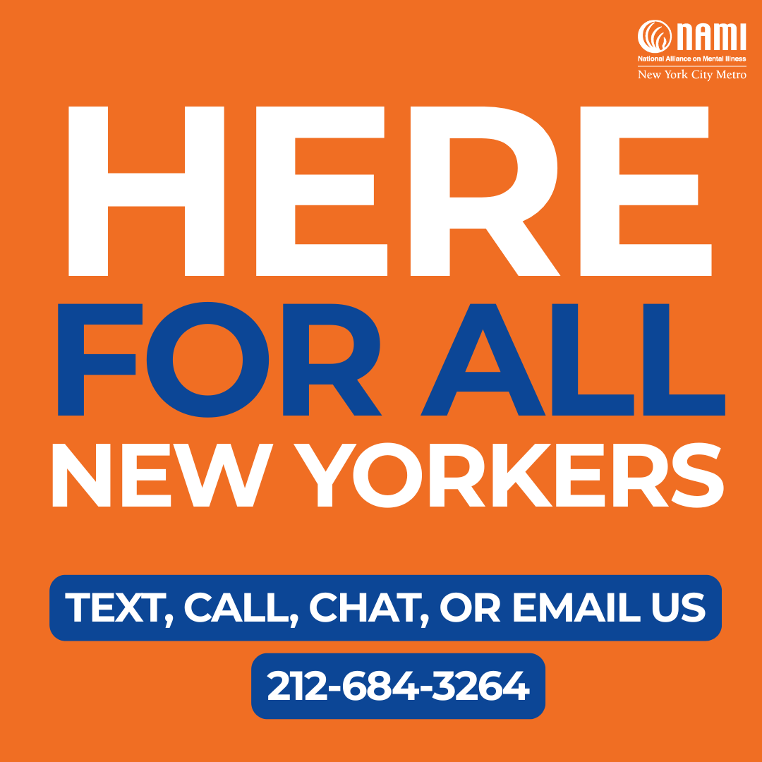 NAMI-NYC's mental health programs are free regardless of diagnosis, insurance, or immigration status. If you need support, contact our Helpline, M-F, 10 AM- 6 PM. Visit our website to find out about our cultural and identity-based programming. naminycmetro.org/helpline/