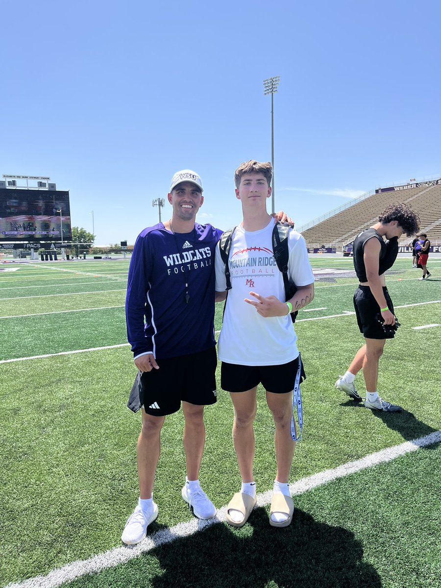 Mason Gomez (@maseg_02) on Twitter photo Great time at <a href="/weberstatefb/">Weber State Football 🏈</a> camp! Thanks to <a href="/skyler_ridley/">Coach Ridley</a> for the invite!
<a href="/nick_robins10/">Nick Robins</a> <a href="/thedevenosborne/">Deven Osborne</a> <a href="/TheRidgeFBLL/">Mountain Ridge Football</a> <a href="/stroformance/">Stroformance</a> <a href="/RossApoWR_EZ/">Ross Apo🇹🇴</a> Great time at <a href="/weberstatefb/">Weber State Football 🏈</a> camp! Thanks to <a href="/skyler_ridley/">Coach Ridley</a> for the invite!
<a href="/nick_robins10/">Nick Robins</a> <a href="/thedevenosborne/">Deven Osborne</a> <a href="/TheRidgeFBLL/">Mountain Ridge Football</a> <a href="/stroformance/">Stroformance</a> <a href="/RossApoWR_EZ/">Ross Apo🇹🇴</a>