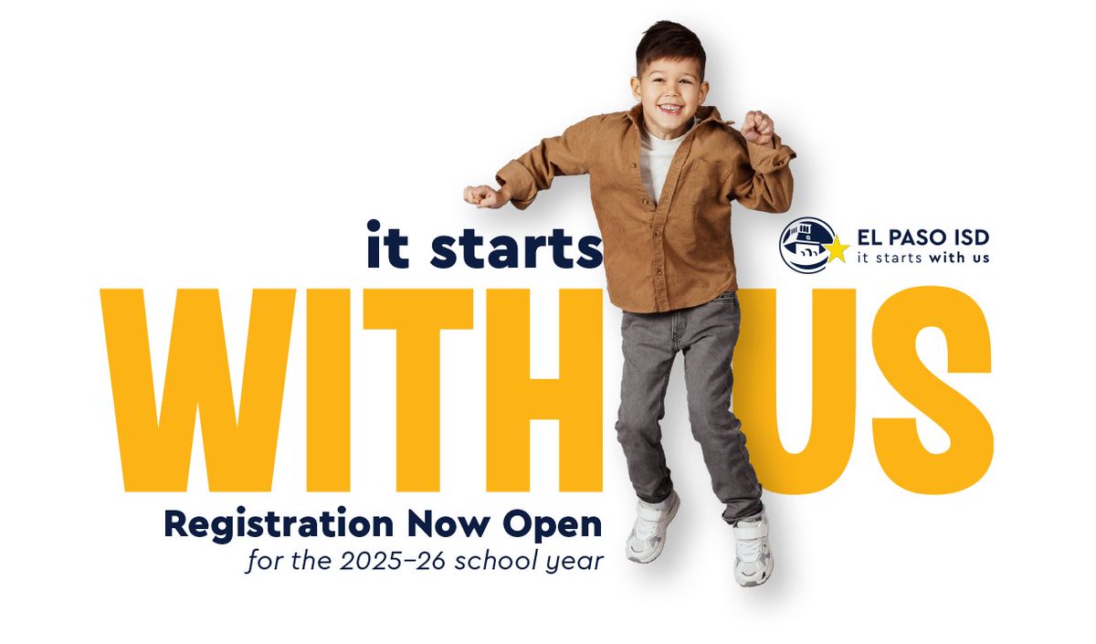 Have you registered for the 2025–26 school year yet? ✅ There’s still time to enroll at El Paso ISD! 🌟 

Whether you’re new to the district or returning, our step-by-step guide makes the enrollment process easy.

Get started! ➡️ bit.ly/Register_0619

#ItStartsWithUs