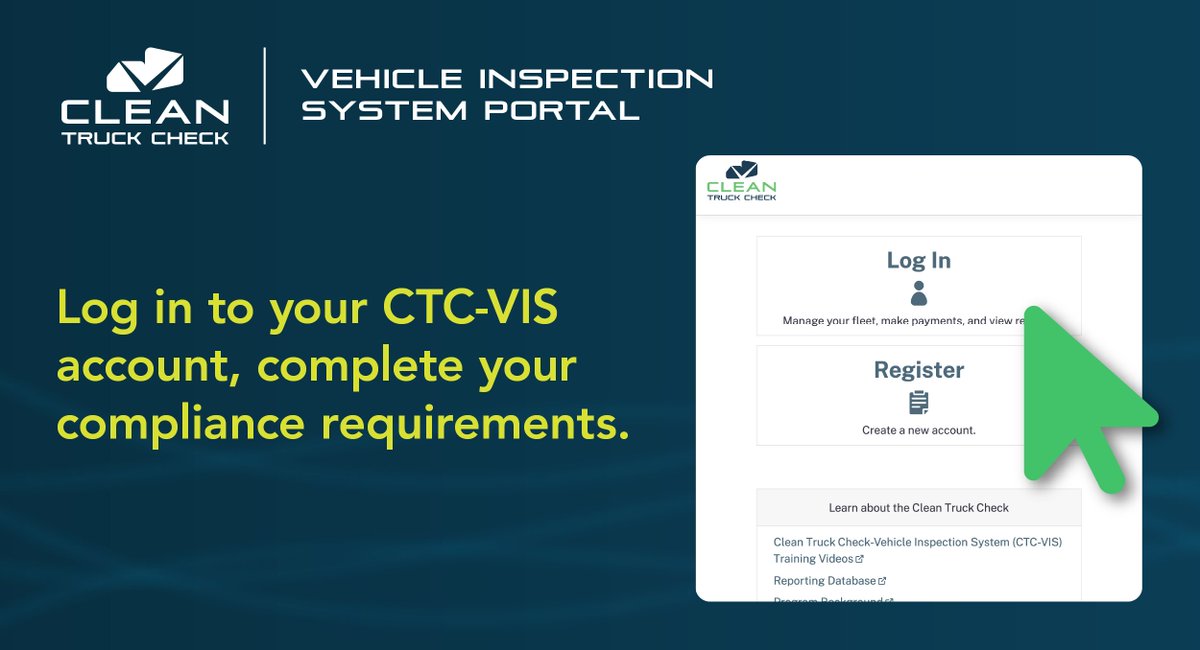 CARBTruckStop's tweet image. Did you miss your #CleanTruckCheck testing deadline? Log in to your CTC-VIS account and complete your compliance requirements. Please allow 3 – 5 business days from the date the certificate is downloaded for compliance to be updated with DMV. bit.ly/4gq5SNS