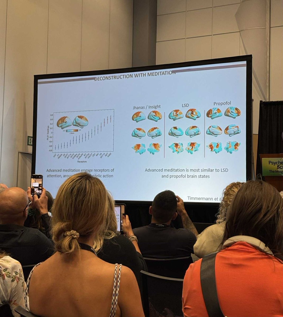 Jhanas mentioned in <a href="/neurodelia/">Chris Timmermann</a>'s presentation at the Psychedelic Science Conference! Advanced meditation may induce similar brain states as those under psychedelics (in this case, LSD and propofol). 

Chris researches meditation + 5-MeO-DMT phenomenology at Imperial College.