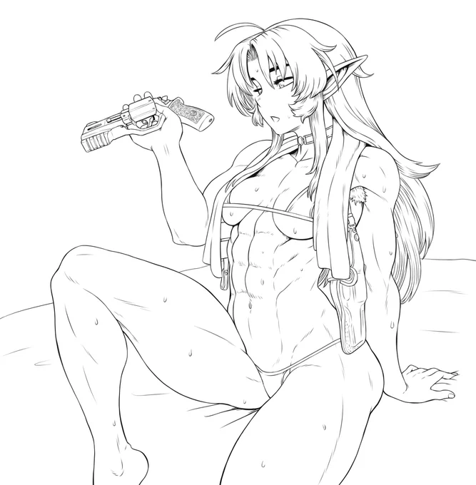 Inspecting (comm WIP lineart) 