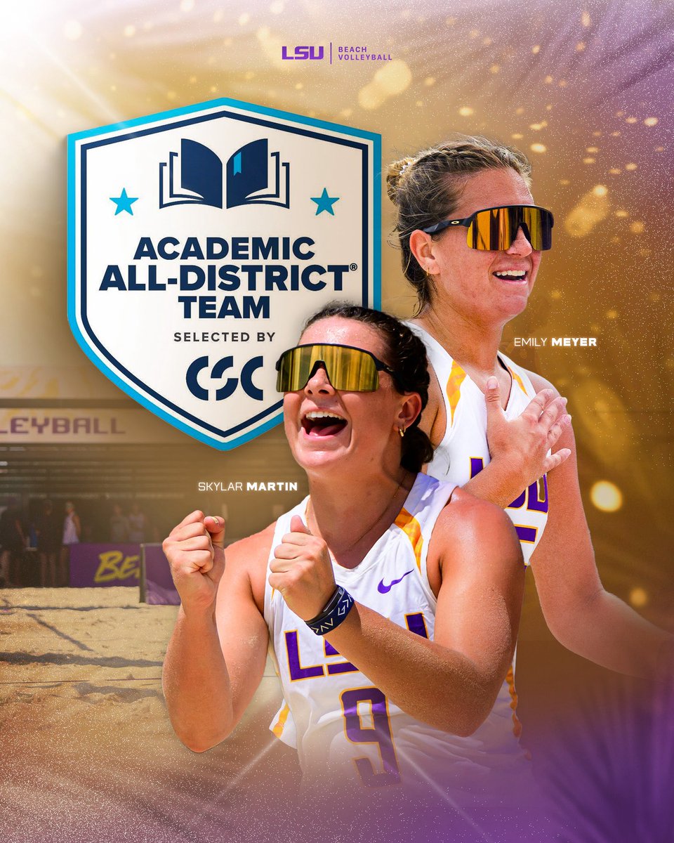 LSUBeachVB's tweet image. Two Smart Cookies🤓✏️
Congrats to Emily and Skylar for being selected to the CSC Academic All-District Team!