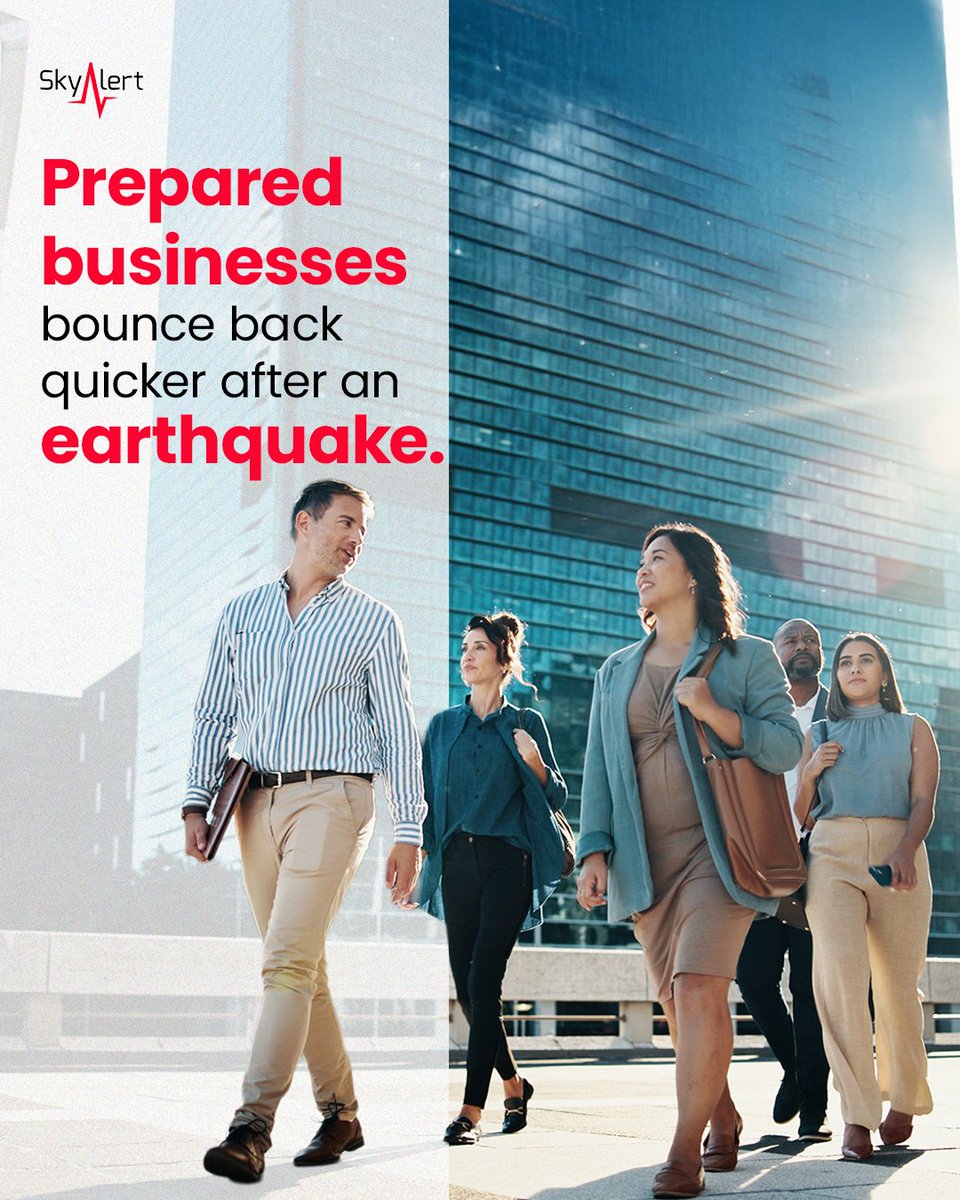 Earthquakes happen without warning but early alerts give your business precious seconds to act.

Request your personalized EEW quote here: skyalertusa.com/contact.htm 

#SkyAlertUSA #EarthquakeReady #BusinessSolutions