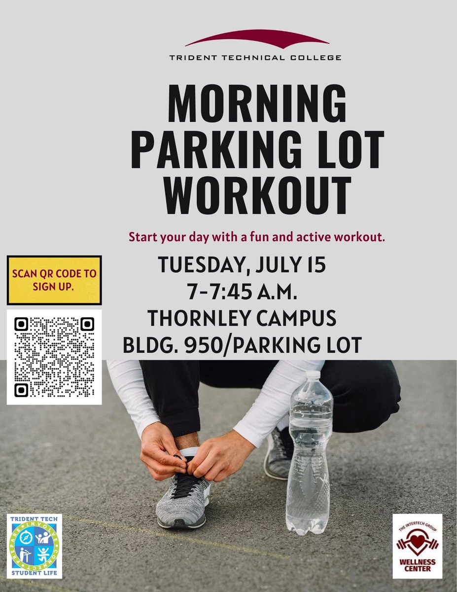 🌞 FREE Summer Workout – All Are Welcome!💦
TTC students, alumni, employees, and community members — join us for a fun and energizing Parking Lot Workout on Tuesday, July 15! 
✅ Bring water, a towel &amp; good energy
✅ Get moving and stay motivated!
✅ A waiver must be completed