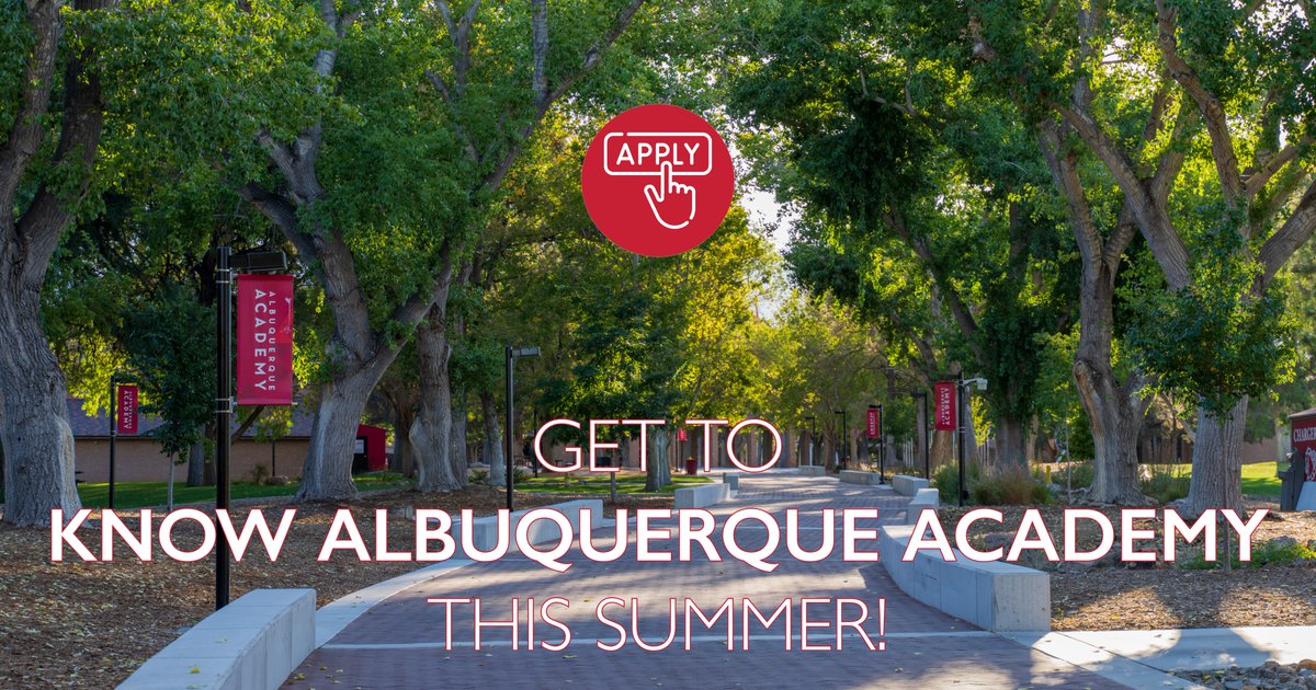 Get to know Albuquerque Academy this summer before the Fall 2026 admission application opens in September! ☀️ Explore our campus with a Tuesday Tour. 🌳 Register now at aa.edu/admission/appl….  

#AlbuquerqueAcademy #AcademyInMotion #Admission2026