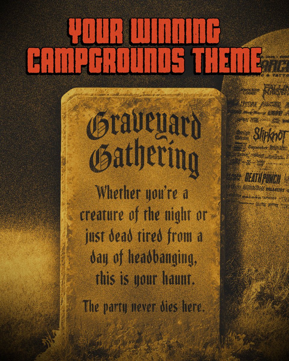 You voted. We listened. The dead approved. ☠️

Graveyard Gathering takes the crown for this year’s official campground theme. Let’s see those sites come alive with the afterlife!