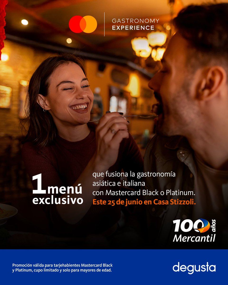 🍽️✨ ¡Tu próxima experiencia gastronómica te espera! ✨🍽️

Este 25 de junio, despierta tus sentidos con un menú exclusivo que fusiona sabores de Asia e Italia, diseñado especialmente para sorprenderte. 🎎🍝

📌 Disfrútalo pagando con tu Mastercard Black o Platinum en Casa