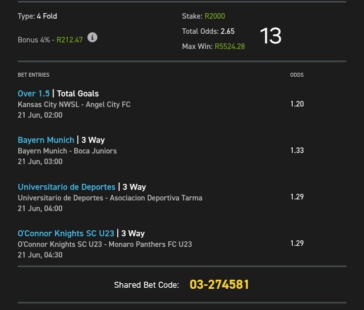 2Sgodo ⚽️🥇🇿🇦 (@2_sgodo) on Twitter photo +2.65 odds on <a href="/Easybet_SA/">Easybet South Africa</a>
Kick-off:⏲️02:00
Bet Slip Code: 03-274581
Copy my bet slip: easybet.co.za/sports?bookedB…
Not yet on Easybet?
Sign up using my promo code 2SGODO to get R50 Sign-Up Bonus + 25 Bonus Spins 👉 ebpartners.click/o/X356qM
18+T&Cs Apply +2.65 odds on <a href="/Easybet_SA/">Easybet South Africa</a>
Kick-off:⏲️02:00
Bet Slip Code: 03-274581
Copy my bet slip: easybet.co.za/sports?bookedB…
Not yet on Easybet?
Sign up using my promo code 2SGODO to get R50 Sign-Up Bonus + 25 Bonus Spins 👉 ebpartners.click/o/X356qM
18+T&Cs Apply
