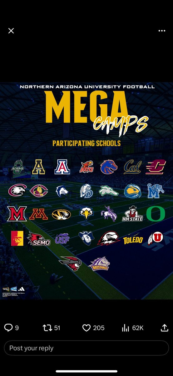 Excited to compete at camp tomorrow! <a href="/CoachMikeLBs/">Coach Brian Michalowski</a> <a href="/CoachAdamClark/">Adam Clark</a> <a href="/JGonzo_24/">John Gonzales</a> <a href="/NAU_Football/">NAU Football</a> <a href="/Coach_Cheatwood/">Aaron Cheatwood</a>