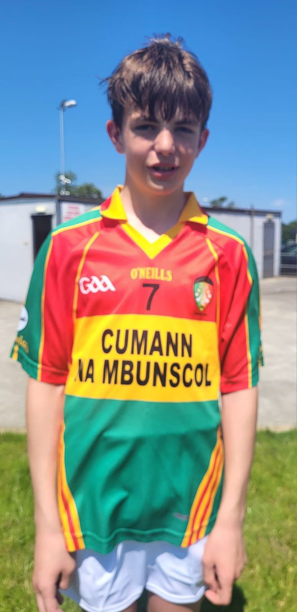 Tommy MagOireachtaigh, buachaill  i Rang a 6 a bhí roghnaithe le hiománaíocht a imirt don Contae le déanaí i gcomórtas <a href="/cnambcarlow/">CnamB Ceatharlach</a> 
Maith thú a Tommy. <a href="/cnambnaisiunta/">Cumann na mBunscol</a>  <a href="/AllianzIreland/">Allianz Ireland</a>