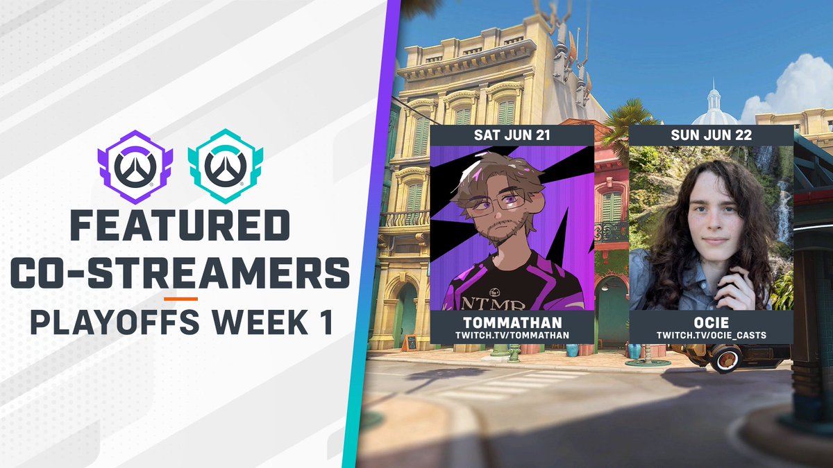 Playoffs time? Let's roll 🏎️

Join our Featured Co-Streamers <a href="/T0MMATHAN/">Tommathan</a> and <a href="/Ocie_Casts/">Ocie オシ || 오시</a> this weekend as we lock in our first #OWCSMSC teams in NA/EMEA! 

Matches start at 10am PT tomorrow 👀