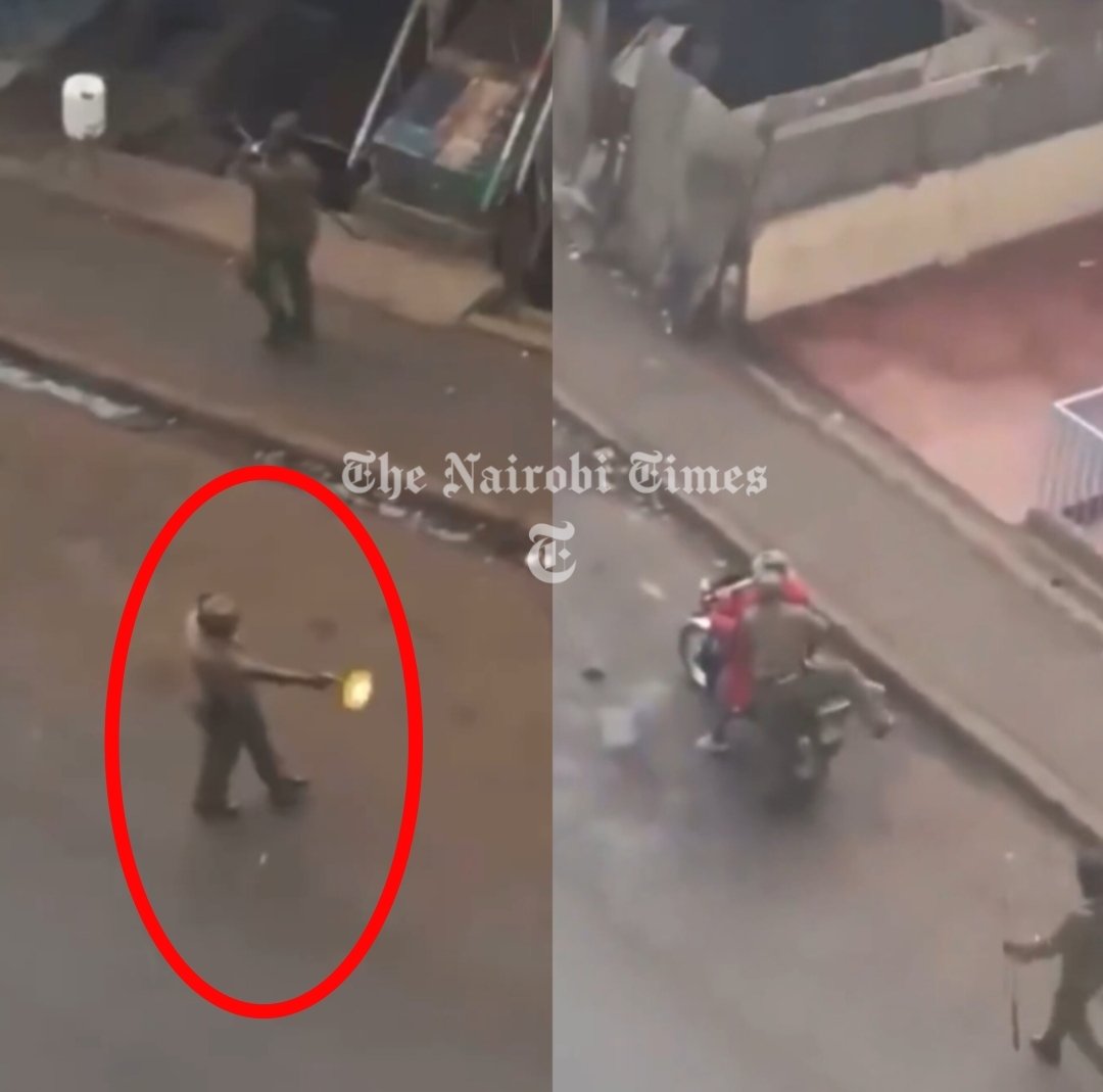 A New Video Surfaces of a Police Officer Shooting at a Protestor Before Boarding a BodaBoda During Today's Protest in Mwiki Kasarani, Watch 👇