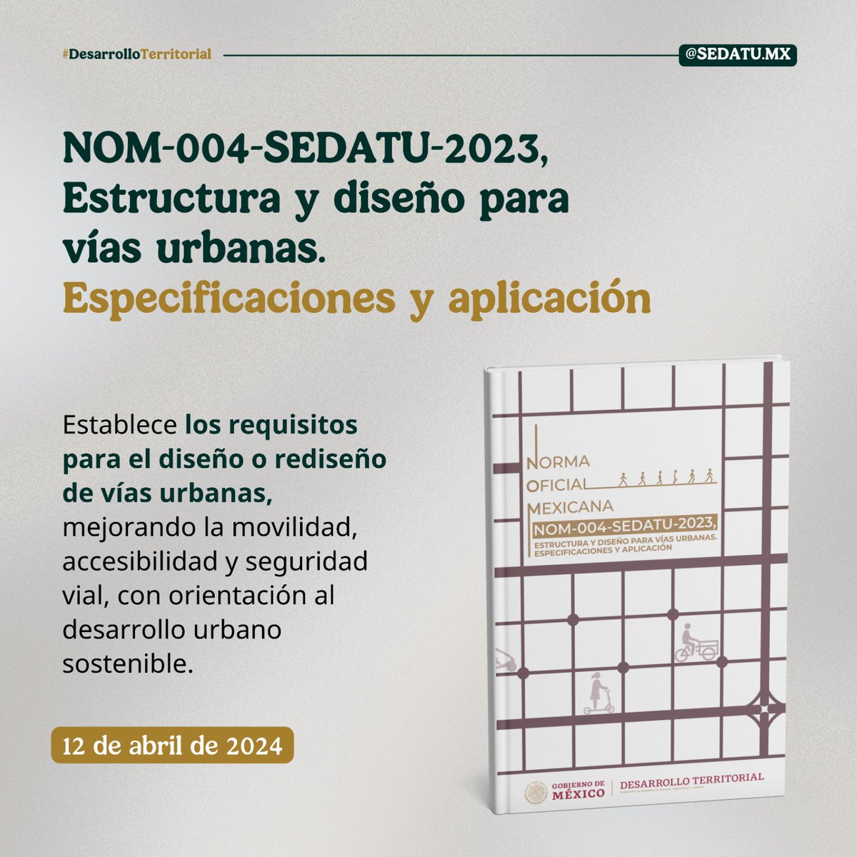 La NOM-004-SEDATU-2023 es una herramienta para construir calles más humanas y habitables.

Brinda estándares para la construcción o rehabilitación de calles desde las diversas necesidades urbanas. 

Consúltala aquí ⬇️
gob.mx/sedatu/documen…