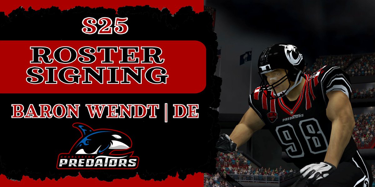 CHS_Predators's tweet image. Our first free agent acquisition of the offseason is defensive end Baron Wendt! Welcome to Charleston Baron!

#ApexPredator