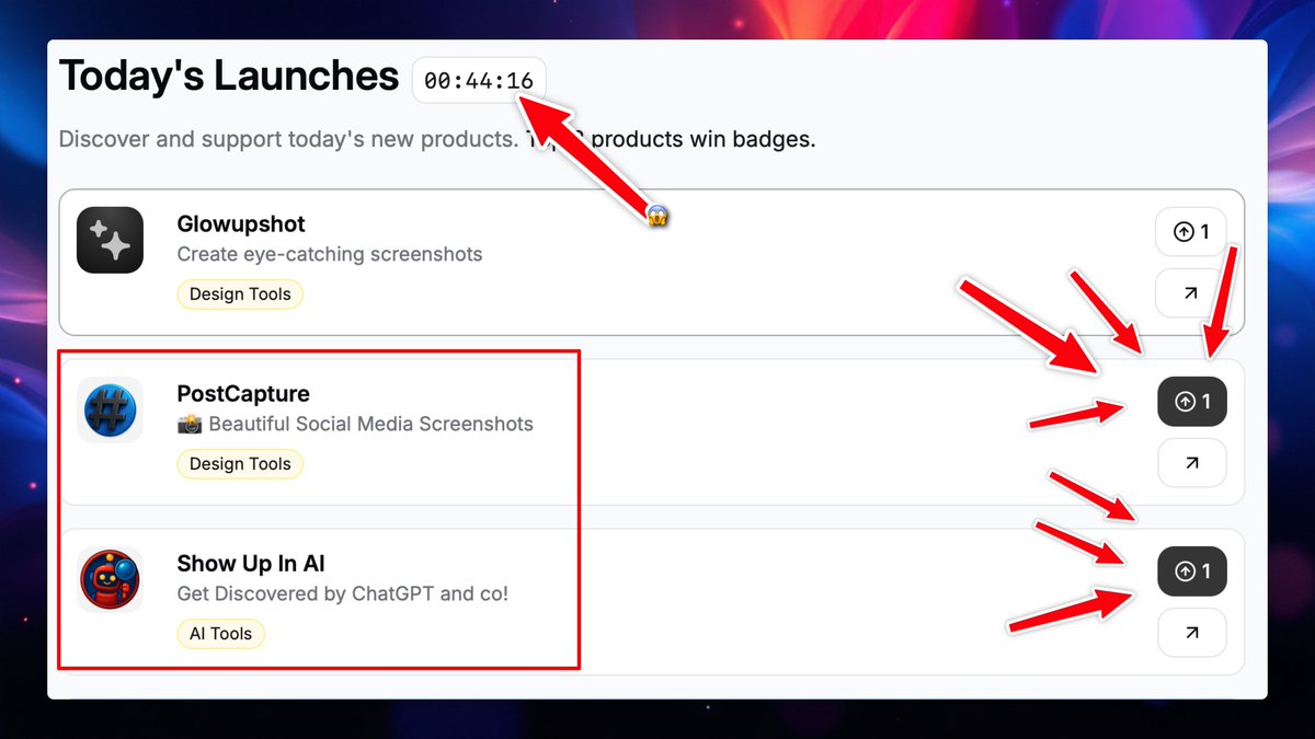 Some good old weekend launch 🚀

My two projects <a href="/ShowUpInAI/">ShowUpInAI 🚀</a> and <a href="/PostCaptureCom/">PostCapture</a> are on <a href="/solopushcom/">SoloPush</a> today!

I am not sure if the launch really ends in 45 minutes or if it is just a timezone thing 🤔

Anyway, appreciate your support! 🙌 🙌