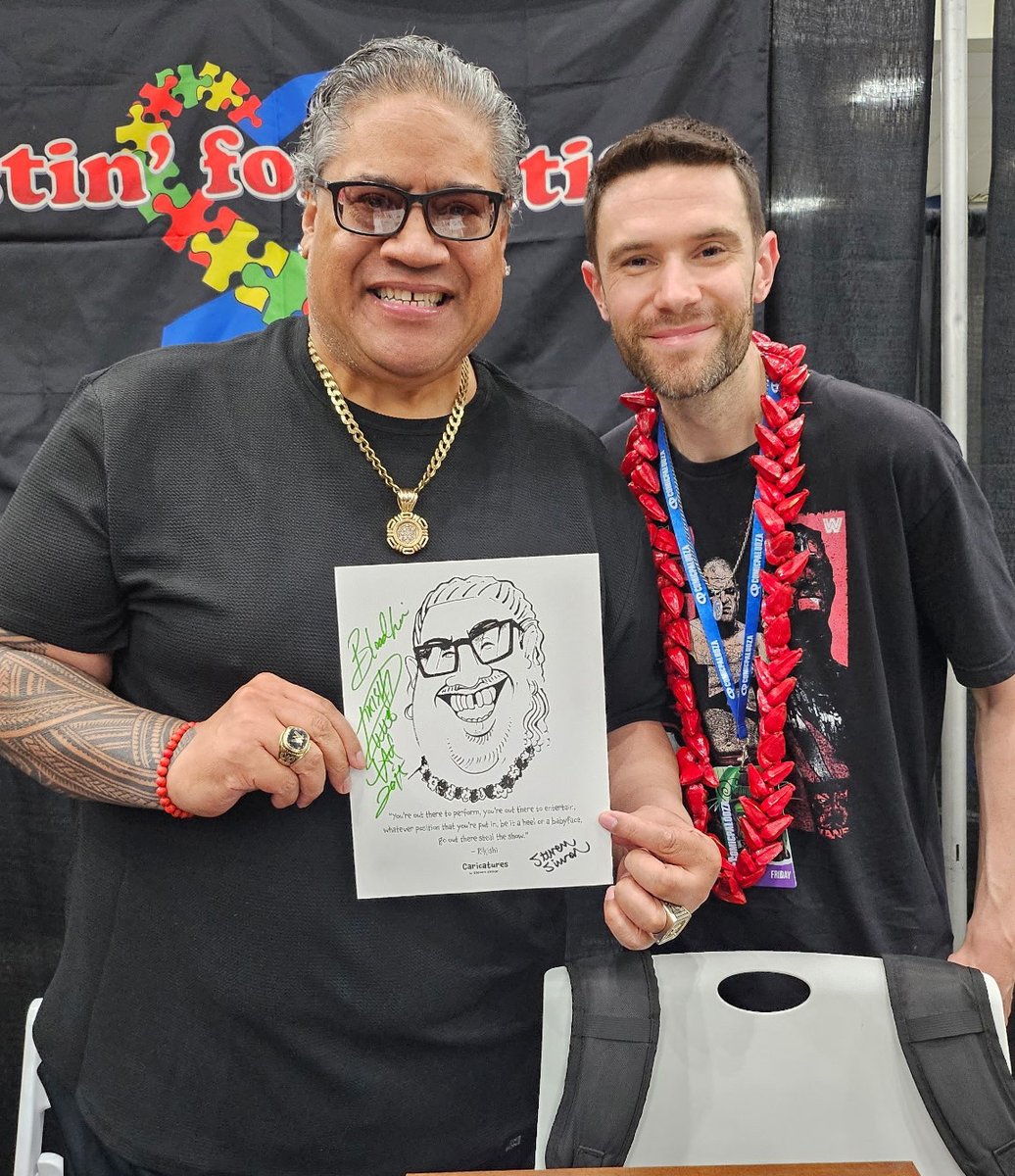 Look who we just found hanging out at Comicpalooza 2025 all weekend — it’s <a href="/TheREALRIKISHI/">RIKISHI FATU</a>! 💥 Catch the WWE Hall of Famer at the Bustin4Autism booth, located at #3300. Swing by, say hi, and support a great cause! #CP2025