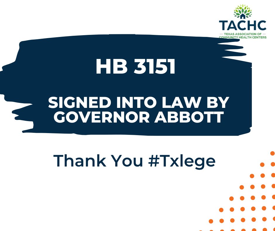 TexasCHCs's tweet image. 🎉 Big news for Texas health centers!
TX-HB 3151 — Expedited Credentialing for Health Centers — has officially been signed into law by the Governor.
This important step helps health centers bring providers on board faster, so they can serve their communities more efficiently.…