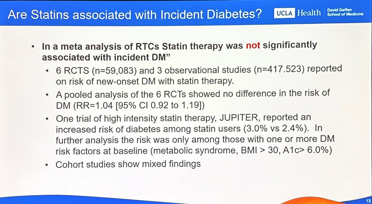Do statins cause diabetes? 🤔

No!

According to the USPSTF meta-analysis there was no increase in incident diabetes with statin therapy. 

The fear of getting diabetes should not dissuade patients from starting lipid lowering treatment. 

#ADASciSessions #ADA2025