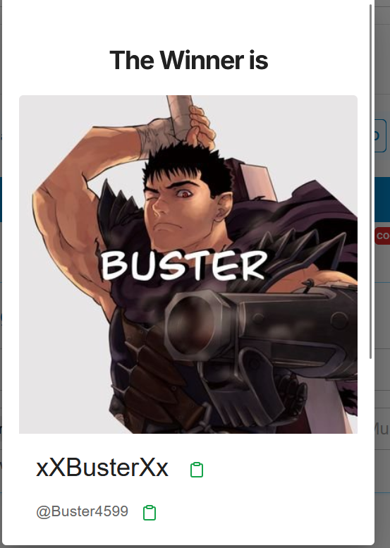 One reroll so far. Possible 1 more if they do not dm me back

New winner <a href="/Buster4599/">xXBusterXx</a>  dm me