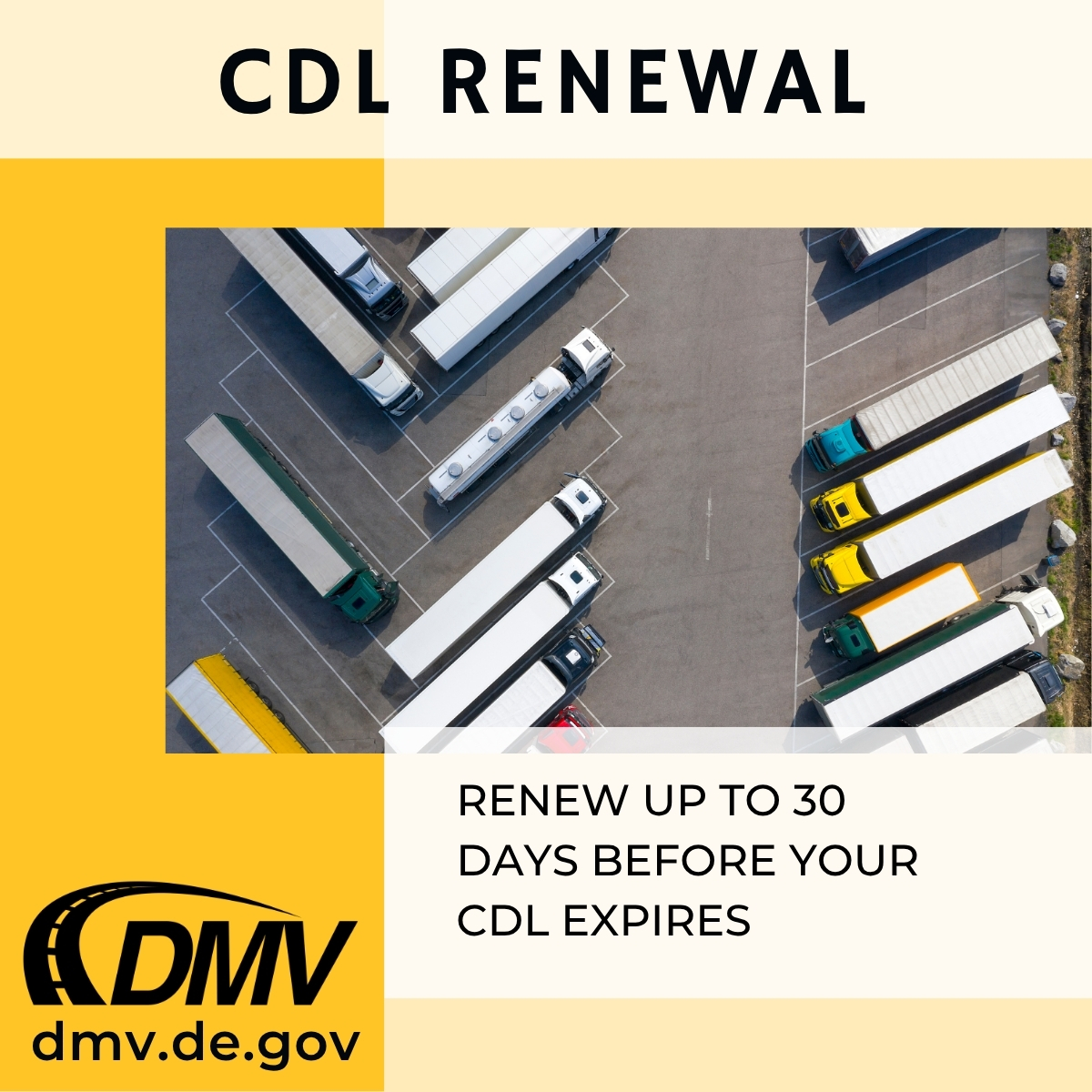Are you a CDL driver? Renew your CDL at any point up to 30 days before it expires. 🚚 #LicenseRenewal