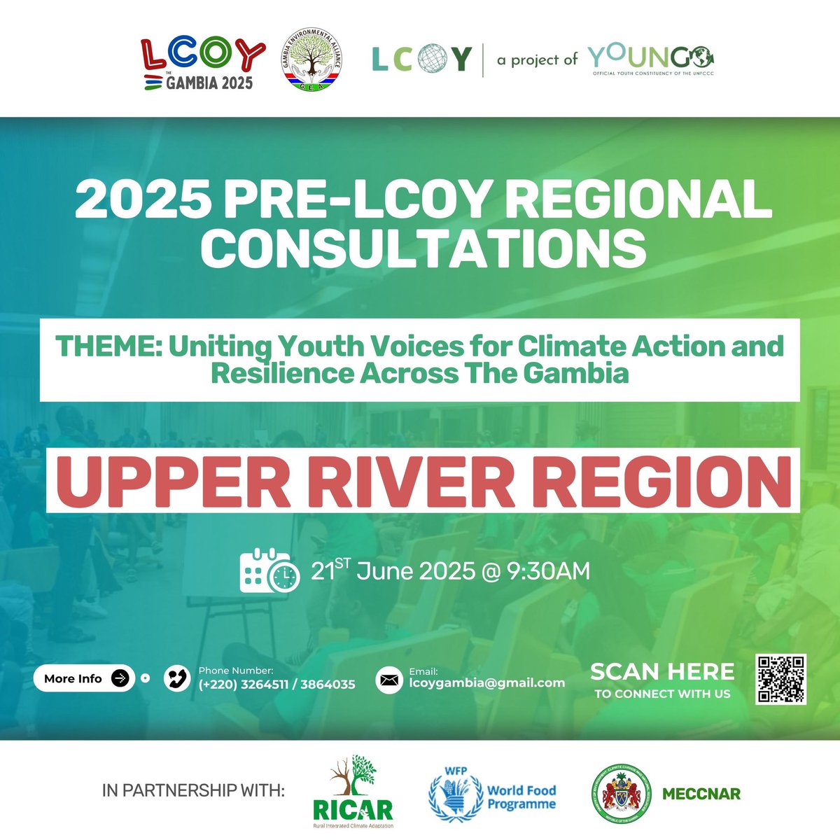 AllianceGambia's tweet photo. πFINAL STOP: UPPER RIVER REGION!
As desertification & drought intensify in URR, youth are mobilizing!
π΄74% of π¬π² land degraded (UNCCD, 2023)
π΄Rainfall deficits harming farms (FAO, 2023)
#LCOYGambia2025 #GEA #Youth4Climate #URR https://t.co/DpzYek11f0