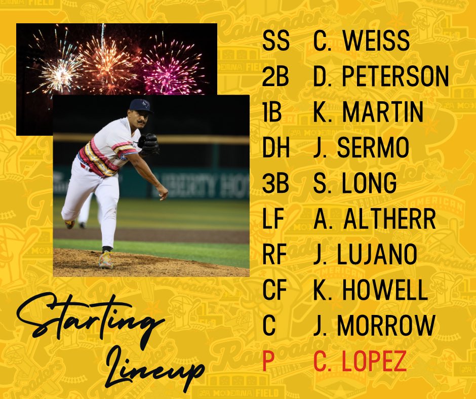 Let’s get this party started! 🎇

7:06pm (Gates Open 6pm)
🏟️ La Moderna Field
🆚 Kansas City Monarchs
🎟️ railroaderbaseball.com
📺 bit.ly/442TDTK

#AllAboard | #railroaderbaseball