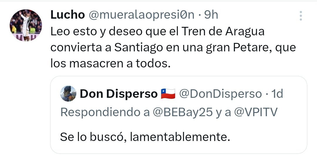 Por qué los V cuando le tiran hate a Chile sacan a relucir con orgullo el Tren de Aragua? Lo ven como su principal producto de exportación? Cavernícolas es poco.