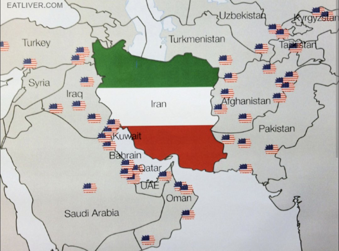 En plus de ça, les iraniens ont fait exprès de mettre leur pays juste à côté des bases américaines