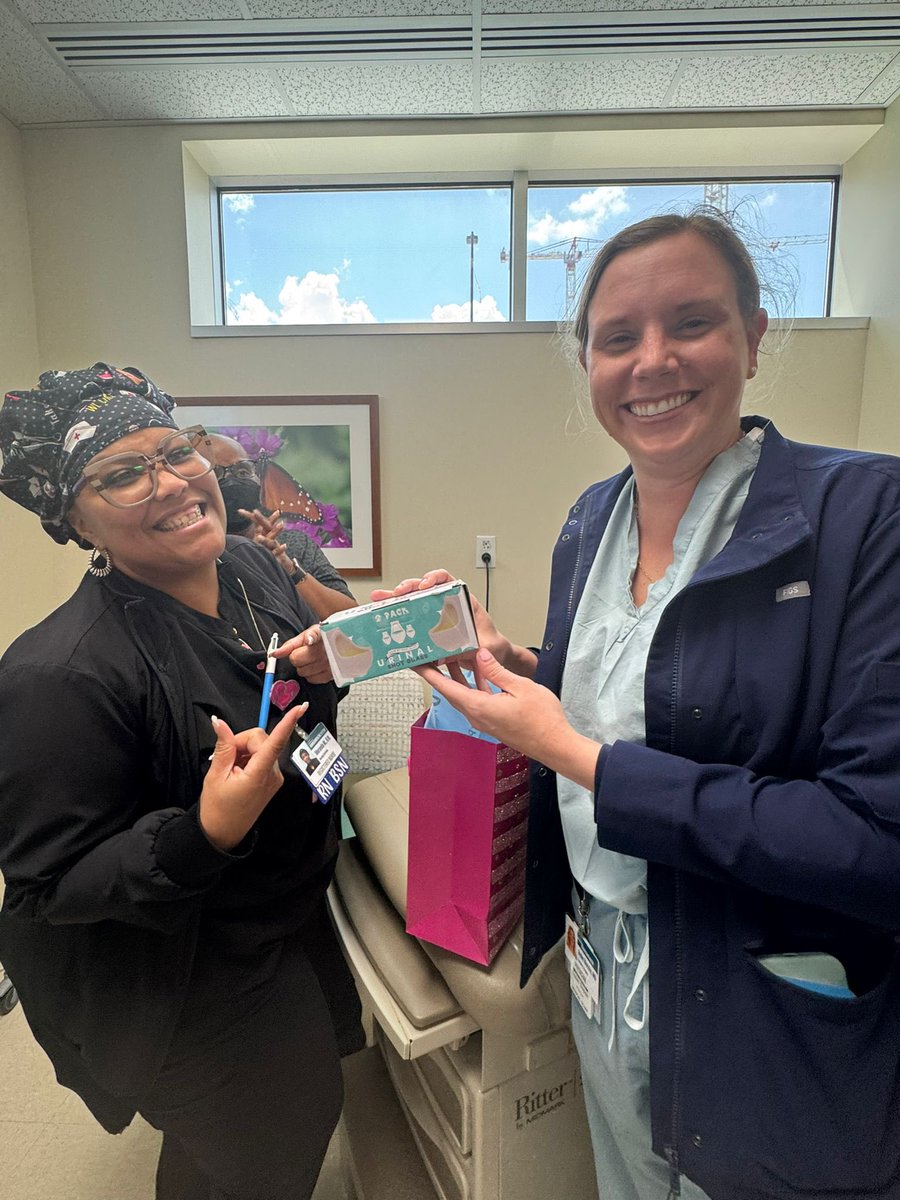 UTHUrology's tweet photo. Thank you to our favorite clinic nurses Maranda and Paula for making Dylan’s last day at LBJ absolutely #URINEcredible https://t.co/B0Rq7dfvtM