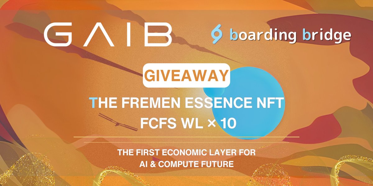 boarding bridge (@bb_jpdao) on Twitter photo 【限定3,000】GAIBの報酬付きNFT
無料ミントWLを抽選で10名に配布✈️
🎁 Fremen Essence NFT FCFS WL × 10
✅ いいねRPフォロー <a href="/gaib_ai/">GAIB 🟠 | RWAiFi</a> <a href="/bb_jpdao/">boarding bridge</a>
🆙 引用orコメントで当選率Up!
✅ 詳細&応募フォーム ~6/22
▶️ bbdao.deform.cc/gaib
📍 GAIBとは 【限定3,000】GAIBの報酬付きNFT
無料ミントWLを抽選で10名に配布✈️
🎁 Fremen Essence NFT FCFS WL × 10
✅ いいねRPフォロー <a href="/gaib_ai/">GAIB 🟠 | RWAiFi</a> <a href="/bb_jpdao/">boarding bridge</a>
🆙 引用orコメントで当選率Up!
✅ 詳細&応募フォーム ~6/22
▶️ bbdao.deform.cc/gaib
📍 GAIBとは