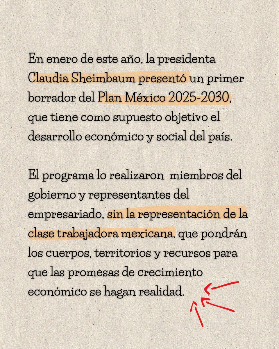 A inicios de este año, la presidenta Claudia Sheimbaum presentó el primer borrador del #PlanMéxico, que tiene como supuesto objetivo el desarrollo económico y social del país.

🧵1/12