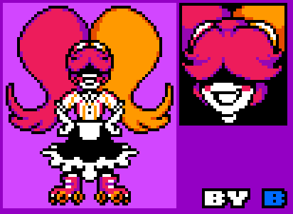 SafeForB's tweet image. Silly Deltarune OC Idea. Ruby Sue: 80's mascot brought to life by a Dark Fountain in a fast food joint.