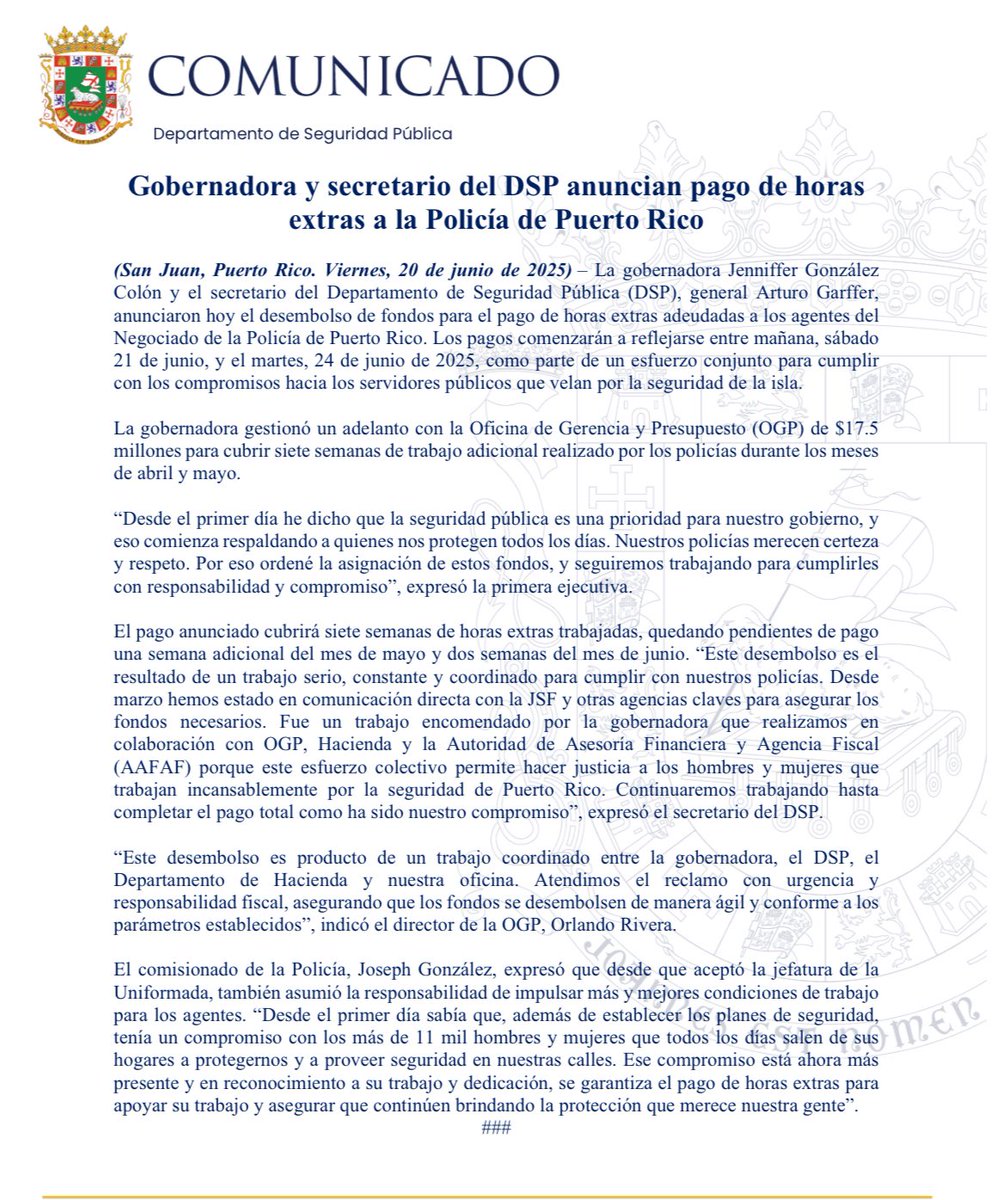 Departamento de Seguridad Pública de Puerto Rico tweet media