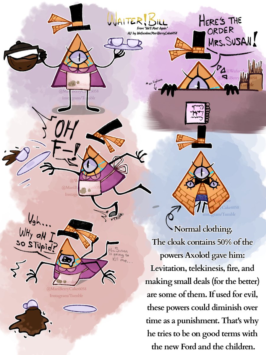 MCake6058's tweet image. Do you already know Waiter Bill Cipher?
#GravityFalls #GravityFallsAU #BillCipher #WaiterBillCipher #WellMeetAgainAU