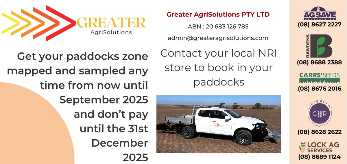 Call Max or Luke before June 30 to get ahead of the queue for minimal-impact, in-crop zone mapping—so you’re ready to hit the ground running with your soil amelioration program this summer, and don’t pay until after harvest.