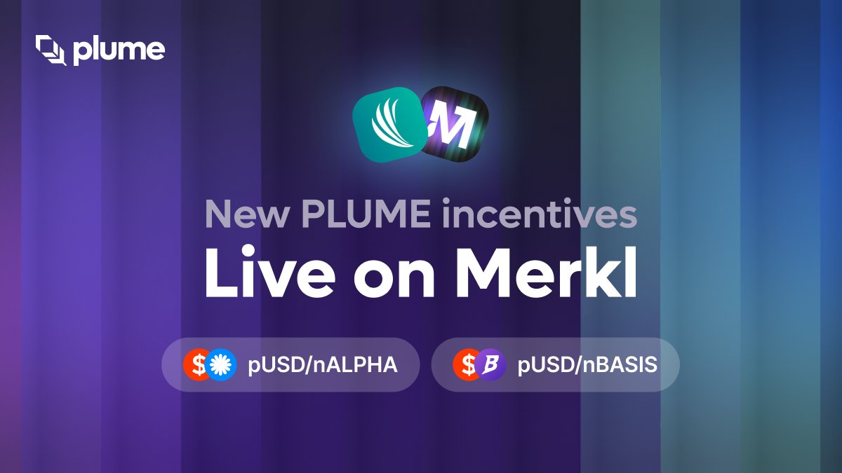 plumenetwork's tweet image. If you’re in the pUSD/nALPHA or pUSD/nBASIS pool,
You’re now earning more.

Incentives for @roosterprotocol’s YAP pools on Plume just got a boost:
→ pUSD/nALPHA
→ pUSD/nBASIS

Live on @merkl_xyz ⬇️