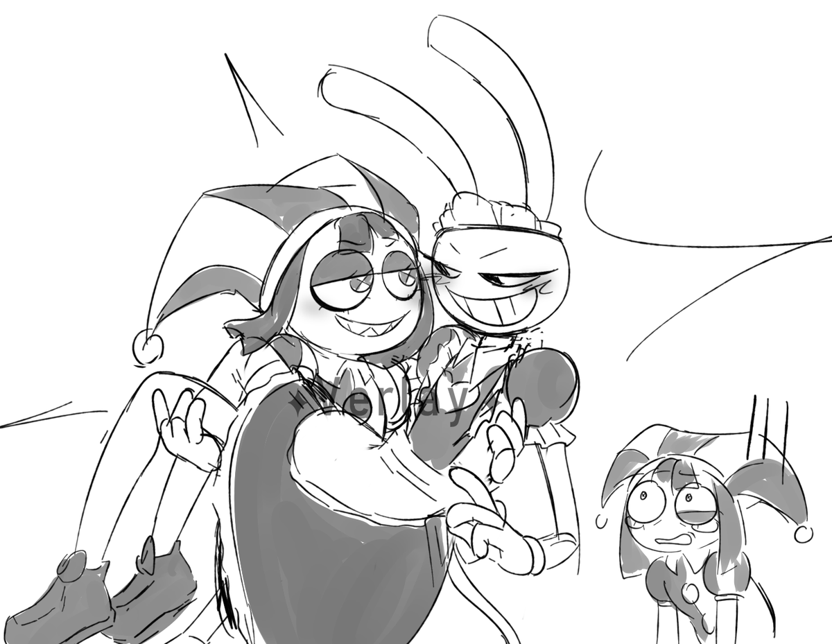 SO UH.. the new episode of #TheAmazingDigitalCircus 
no words for this- ill finish this later
characters belong to <a href="/glitch_prod/">GLITCH</a> !!!!

#Pomni #Jax #maidjax #digitalart #DigitalCircus #doodle #TADCJax #tadcfanart #evilpomni