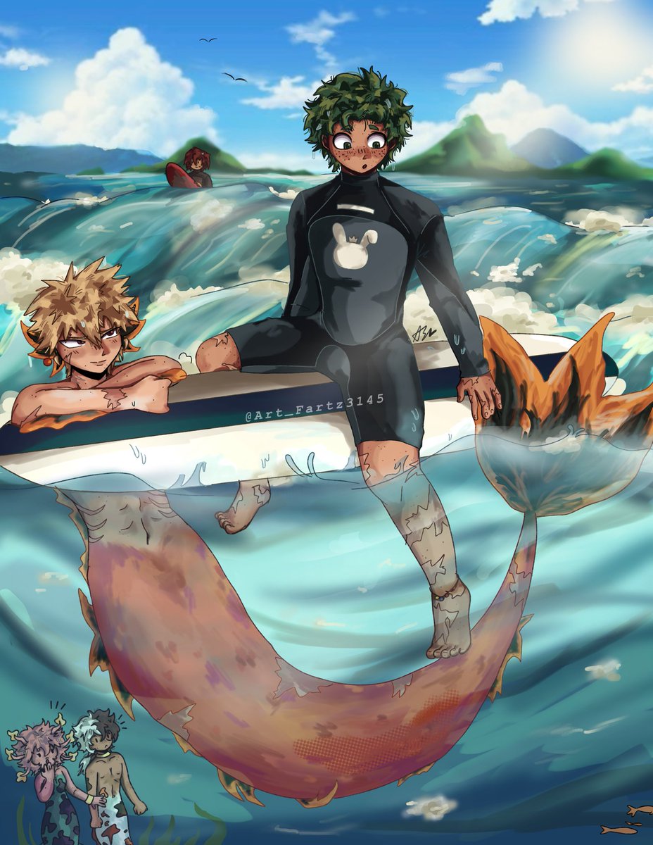 Mermaid x surfer #bkdk au #fyp #mha