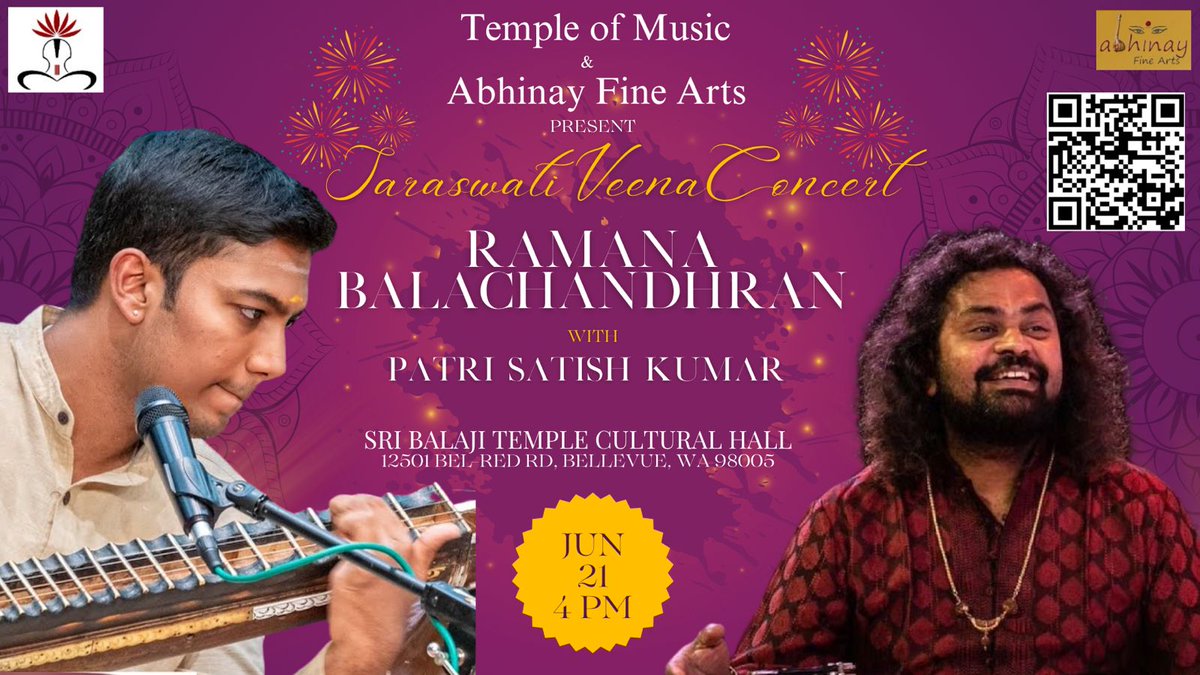 Final concert of the USA Spring Tour 2025  with Mridangam Vidwan Patri Satish Kumar Sir, for Temple of Music , Seattle.
Looking forward to this. 
See you tomorrow, Seattle friends.

#ramanabalachandhran
#usaspringtour2025
#PatriSatishKumar