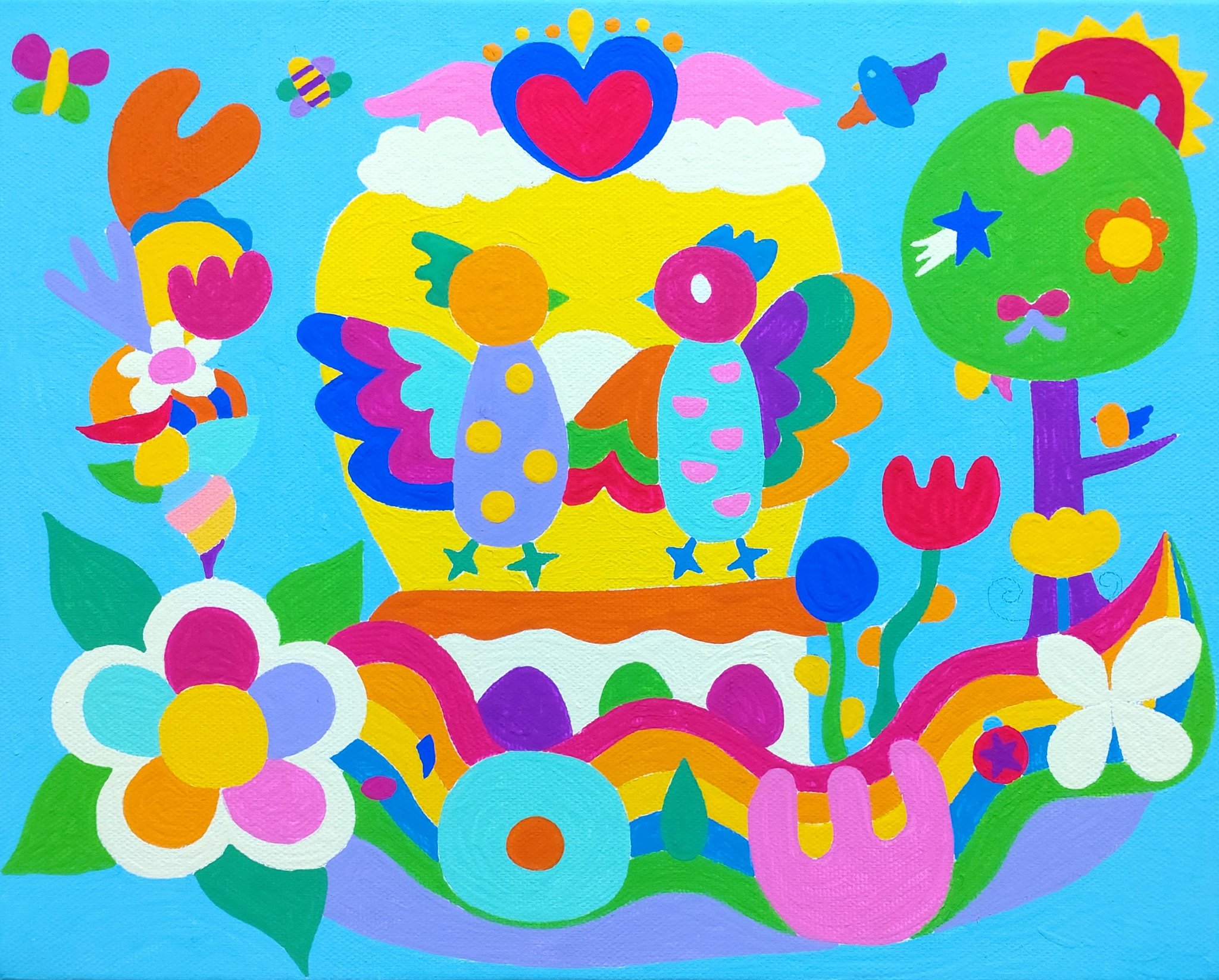 楽天市場】絵画 現代日本画 花鳥画 春飾り 桜花に小鳥 緒方葉水
