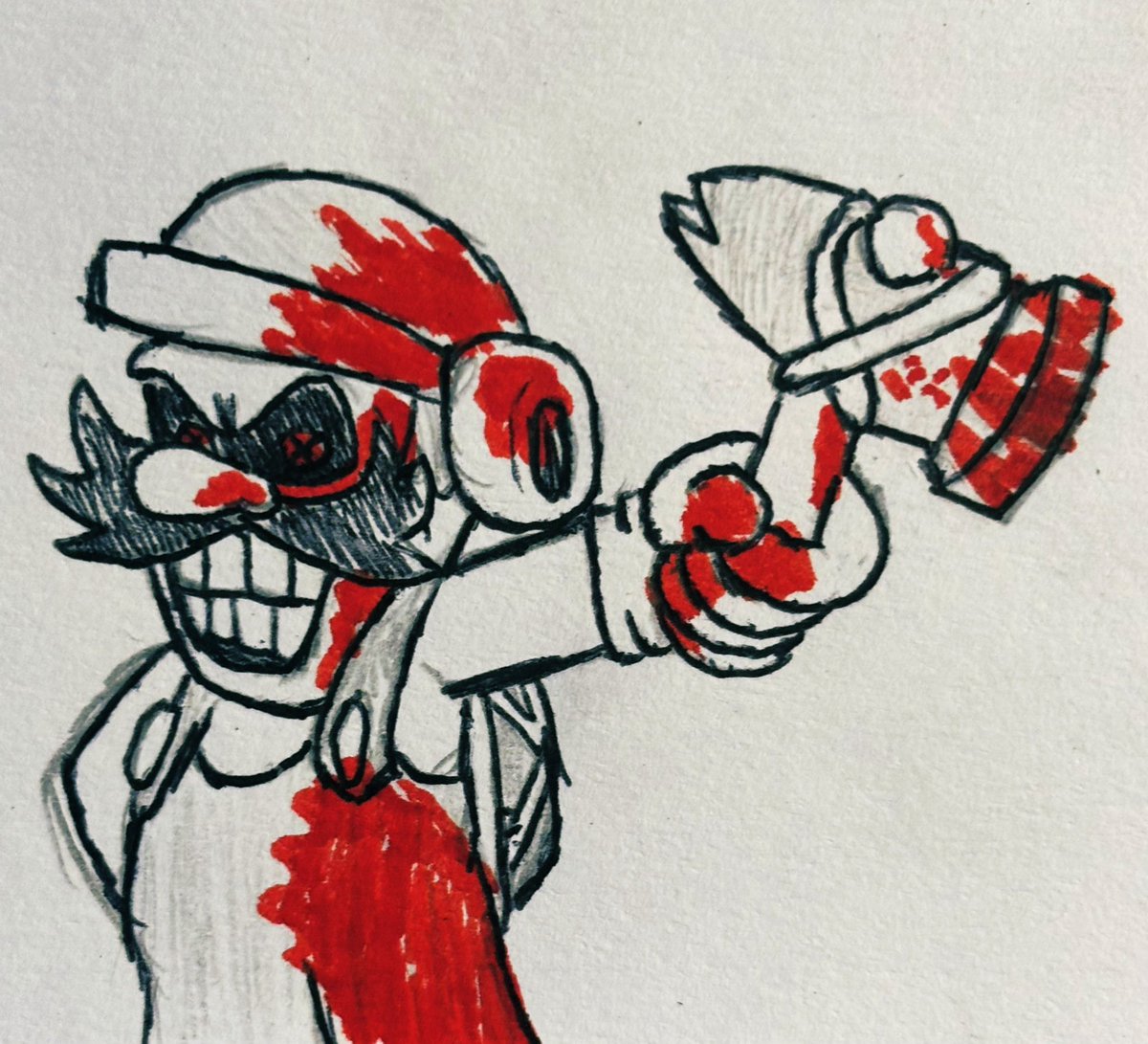 JaysonVazq2053's tweet image. My Favorite color is Blue, but the opposite would be RED🩸 #marioexe #EmperorM #marioexecoolrash #red #creepypasta #horror #art #fyp