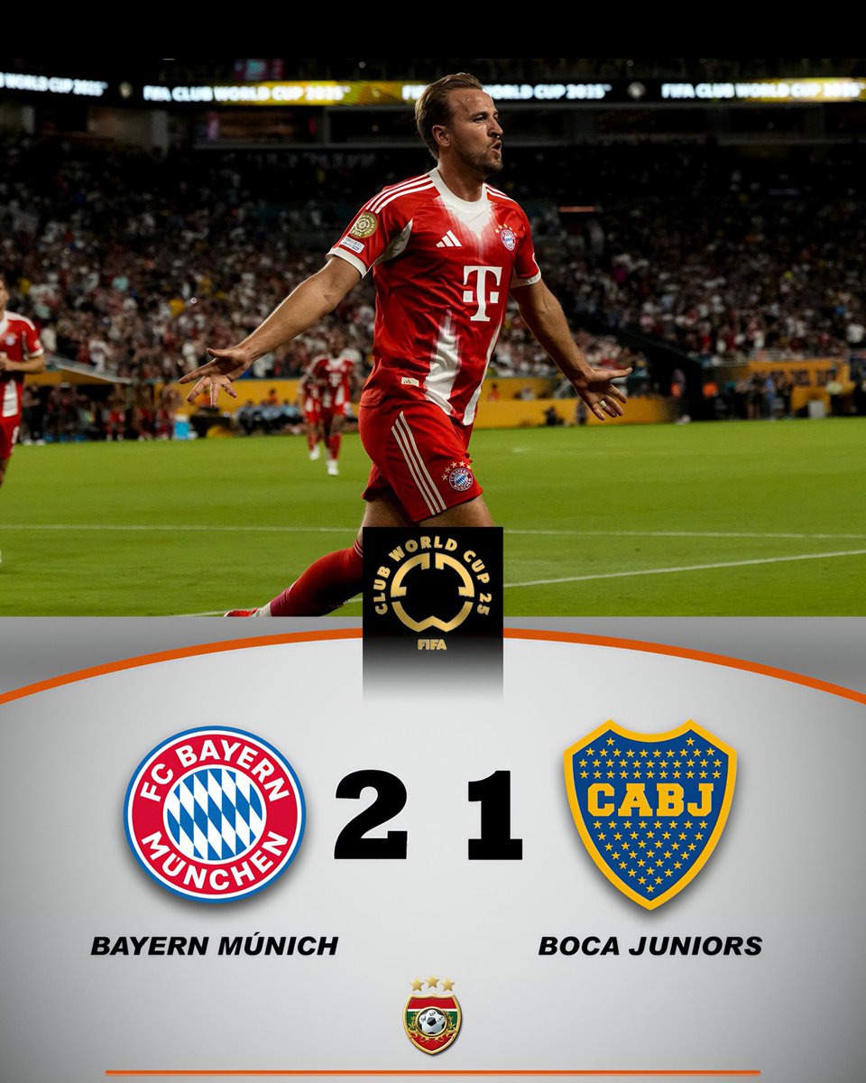 Rincon_DeFutbol's tweet image. DERROTA QUE COMPLICA ❌ 👎🏽
Por la 2° fecha del Grupo C del MDC, Boca perdió 2-1 frente a Bayern Múnich en el Hard Rock Stadium. El Xeneize queda en el tercer puesto.
⚽Goles: Kane, Olise; Merentiel.

#MundialDeClubes #MDC #FIFACWC #RDF #Boca #Xeneizes #BayernMunich #Alemania